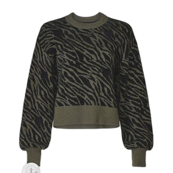 Marissa Webb Collective Olive Zebra Print Sweater – Size Large - Picture 1 of 7